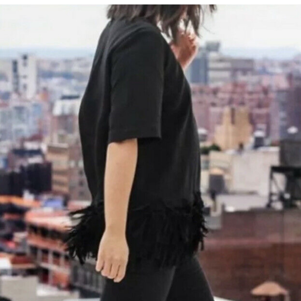 Banana Republic black blouse with fringe at the bottom size x small